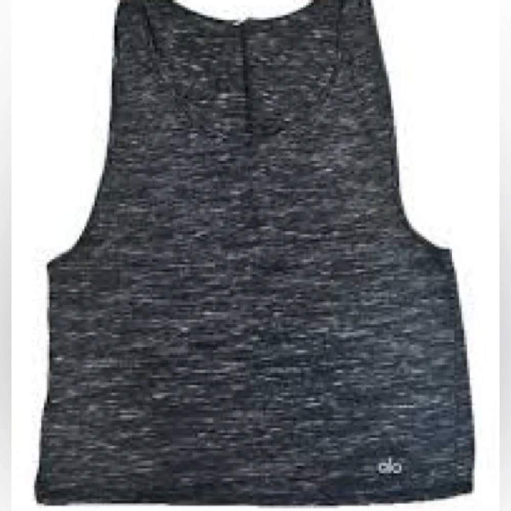 Alo Yoga Women's Marina Marbled Black And Gray Tank Size Large